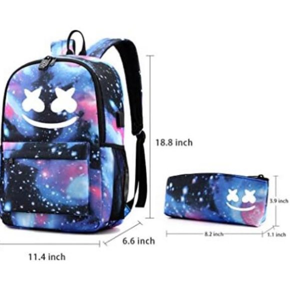 Smile Luminous Backpack USB Charging Pencil Case - Picture 2 of 7